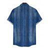 Men's Casual Shirt Faux Denim Print Button Up Shirt - Bleu Toile de Jean 5XL