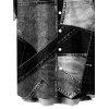 Men's Casual Shirt Faux Denim Patchwork Print Button Up Shirt - Noir S