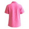 Men's Vacation Shirt Floral Leaf Textured Jacquard Print Button Up Shirt - Rose Vif 5XL