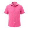 Men's Vacation Shirt Floral Leaf Textured Jacquard Print Button Up Shirt - Rose Vif 5XL