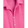 Men's Vacation Shirt Floral Leaf Textured Jacquard Print Button Up Shirt - Rose Vif 5XL