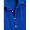 Men's Vacation Shirt Floral Leaf Textured Jacquard Print Button Up Shirt - Bleu S
