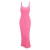 Vacation Dress Floral Leaf Textured Jacquard Print Spaghetti Strap Maxi Bodycon Dress - Rose Vif XXL | US 14