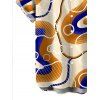 Men's Vintage Shirt Colorblock Geometric Curve Print Button Up Shirt - Jaune clair S