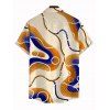Men's Vintage Shirt Colorblock Geometric Curve Print Button Up Shirt - Jaune clair S