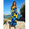 Vacation Couple Outfit Yellow Base Lily Floral Print Spaghetti Strap Maxi Bodycon Dress and Shirt Set - Jaune S | US 4