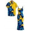 Vacation Couple Outfit Yellow Base Lily Floral Print Spaghetti Strap Maxi Bodycon Dress and Shirt Set - Jaune S | US 4