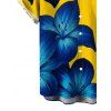 Vacation Couple Outfit Yellow Base Lily Floral Print Spaghetti Strap Maxi Bodycon Dress and Shirt Set - Jaune S | US 4