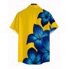 Vacation Couple Outfit Yellow Base Lily Floral Print Spaghetti Strap Maxi Bodycon Dress and Shirt Set - Jaune S | US 4