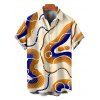 Vintage Couple Outfit Colorblock Geometric Curve Print Ruched Bust Mini Dress and Shirt Set - Jaune clair S | US 4