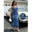 Casual Dress Faux Denim Print Spaghetti Strap Maxi Bodycon Dress - Bleu Toile de Jean L | US 8-10