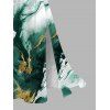 Vacation Dress Metallic Gold Fluid Smudge Ombre Print Lace Hollow Out Spaghetti Strap Slit Dress - Vert profond L | US 8-10