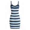 Vacation Dress for Beach Colorblock Striped Print Spaghetti Strap Bodycon Mini Dress - Bleu Ciel S | US 4