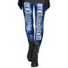 Streetwear Leggings Vintage Faux Denim Print Long Skinny Leggings - Bleu profond S | US 4