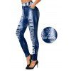 Streetwear Leggings Vintage Faux Denim Print Long Skinny Leggings - Bleu profond XXL | US 14