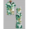 Vacation Couple Outfit Marble Fluid Swirl Tie Dye Print Bodycon Mermaid Maxi Dress and Shirt Set - Vert S | US 4