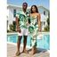 Vacation Couple Outfit Marble Fluid Swirl Tie Dye Print Bodycon Mermaid Maxi Dress and Shirt Set - Pourpre S | US 4