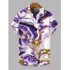 Vacation Couple Outfit Marble Fluid Swirl Tie Dye Print Bodycon Mermaid Maxi Dress and Shirt Set - Pourpre S | US 4