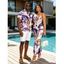 Vacation Couple Outfit Marble Fluid Swirl Tie Dye Print Bodycon Mermaid Maxi Dress and Shirt Set - Pourpre S | US 4