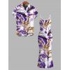 Vacation Couple Outfit Marble Fluid Swirl Tie Dye Print Bodycon Mermaid Maxi Dress and Shirt Set - Pourpre S | US 4