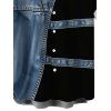 Men's Casual Shirt Faux Denim Colorblock Print Button Up Shirt - Bleu Toile de Jean 2XL