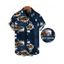 Men's Casual Shirt Faux Demin Distressed Leopard Print Button Up Shirt - Bleu de Minuit 4XL