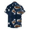Casual Couple Outfit Faux Demin Distressed Leopard Print Spaghetti Strap Maxi Bodycon Dress and Shirt Set - Bleu de Minuit S | US 4