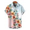 Vacation Couple Outfit Ombre Floral Leaf Print Lace Hollow Out Spaghetti Strap Slit Dress and Shirt Set - multicolor A S | US 4