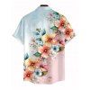 Vacation Couple Outfit Ombre Floral Leaf Print Lace Hollow Out Spaghetti Strap Slit Dress and Shirt Set - multicolor A S | US 4