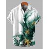 Vacation Couple Outfit Metallic Gold Fluid Smudge Ombre Print Lace Hollow Out Slit Dress and Shirt Set - Vert profond S | US 4