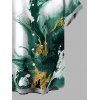 Vacation Couple Outfit Metallic Gold Fluid Smudge Ombre Print Lace Hollow Out Slit Dress and Shirt Set - Vert profond S | US 4