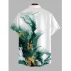 Vacation Couple Outfit Metallic Gold Fluid Smudge Ombre Print Lace Hollow Out Slit Dress and Shirt Set - Vert profond S | US 4