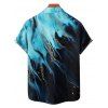 Vacation Couple Outfit Colorblock Metallic Gold Fluid Marble Print Spaghetti Strap Maxi Bodycon Dress and Shirt Set - Noir S | US 4