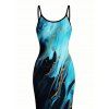Vacation Couple Outfit Colorblock Metallic Gold Fluid Marble Print Spaghetti Strap Maxi Bodycon Dress and Shirt Set - Noir S | US 4