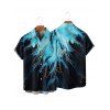 Vacation Couple Outfit Colorblock Metallic Gold Fluid Marble Print Spaghetti Strap Maxi Bodycon Dress and Shirt Set - Noir S | US 4