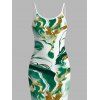 Vacation Dress Marble Fluid Swirl Tie Dye Print Bodycon Mermaid Maxi Dress - Vert S | US 4