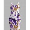 Vacation Dress Marble Fluid Swirl Tie Dye Print Bodycon Mermaid Maxi Dress - Pourpre S | US 4