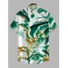 Men's Vacation Shirt Marble Fluid Swirl Tie Dye Print Button Up Shirt - Vert 5XL