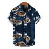 Casual Couple Outfit Faux Demin Distressed Leopard Print Spaghetti Strap Maxi Bodycon Dress and Shirt Set - Bleu de Minuit S | US 4