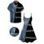 Casual Couple Outfit Faux Denim Colorblock Print Spaghetti Strap Mini Dress and Shirt Set - Bleu Toile de Jean S | US 4