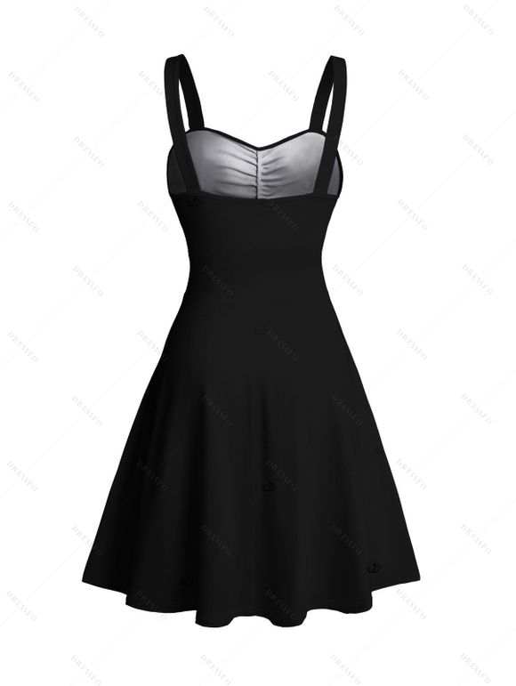 Gothic Couple Outfit Leopard Butterfly Print Ruched Bust Mini Dress and Shirt Set - Noir S | US 4