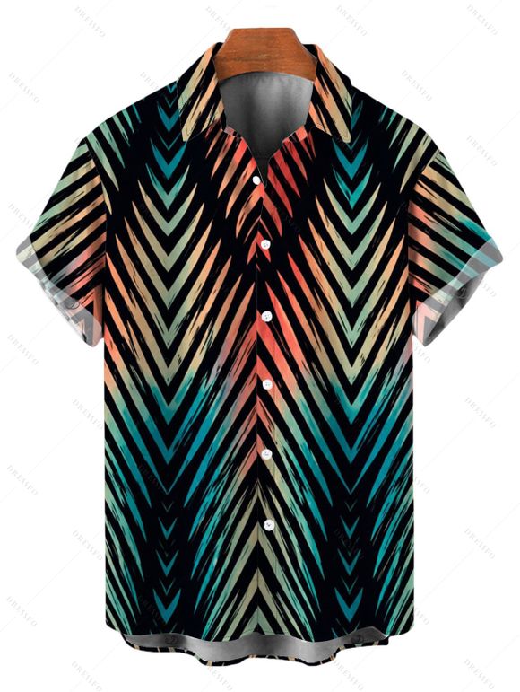 Vacation Couple Outfit Vintage Ombre Zig Zag Print Spaghetti Strap Maxi Bodycon Dress and Shirt Set - Noir S | US 4