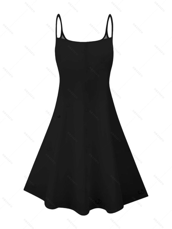 Gothic Dress Skull Butterfly Lip Letter Print Spaghetti Strap Mini Dress - Noir XXXXXL | US 20