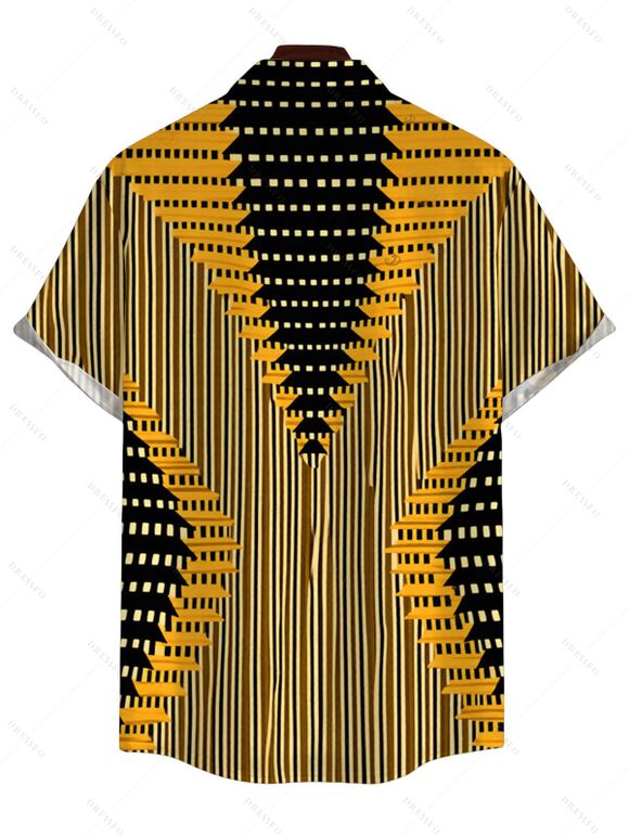 Bohemian Couple Outfit Colorblock Geometric Ethnic Print Spaghetti Strap Maxi Bodycon Dress and Shirt Set - Jaune S | US 4