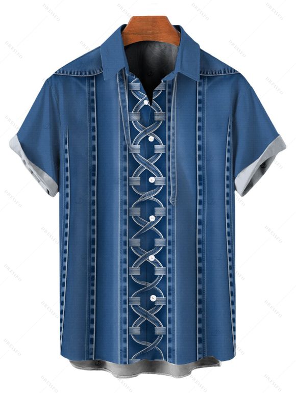 Vacation Couple Outfit Bowknot Faux Denim Spaghetti Strap Mini Dress and Shirt Set - Bleu Toile de Jean S | US 4