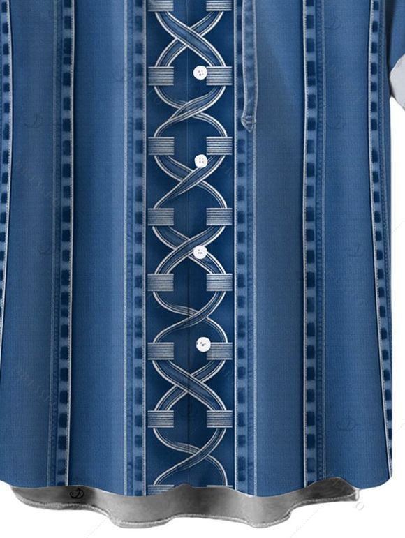 Vacation Couple Outfit Bowknot Faux Denim Spaghetti Strap Mini Dress and Shirt Set - Bleu Toile de Jean S | US 4