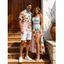 Vacation Couple Outfit Ombre Floral Leaf Print Lace Hollow Out Spaghetti Strap Slit Dress and Shirt Set - multicolor A S | US 4