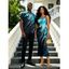 Vacation Couple Outfit Colorblock Metallic Gold Fluid Marble Print Spaghetti Strap Maxi Bodycon Dress and Shirt Set - Noir S | US 4