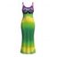 Vacation Dress Neon Ombre Palm Hand Print Spaghetti Strap Maxi Bodycon Dress - multicolor S | US 4