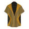 Bohemian Couple Outfit Colorblock Geometric Ethnic Print Spaghetti Strap Maxi Bodycon Dress and Shirt Set - Jaune S | US 4
